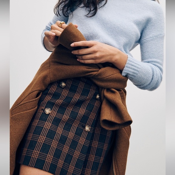 NWT Madewell Plaid Double-Breasted Mini Skirt in Vintage Blazer Plaid Size Small - Picture 1 of 11